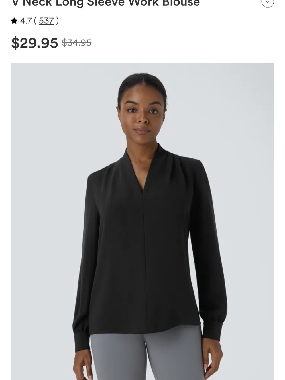 HALARA Black V-Neck Long Sleeve Blouse